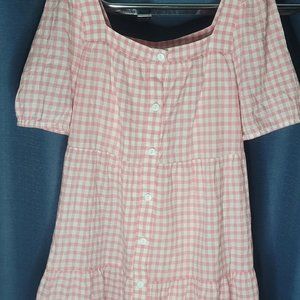 Pink and white Button up Dress